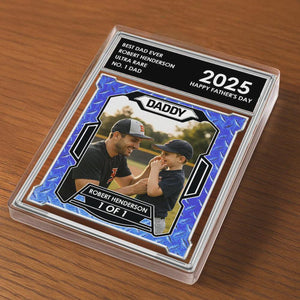 Personalized Dad & Kids Baseball Trading Card Style Personalized Acrylic Block Plaque Father's Day Gift for Baseball Lover,Baseball Dad Gift