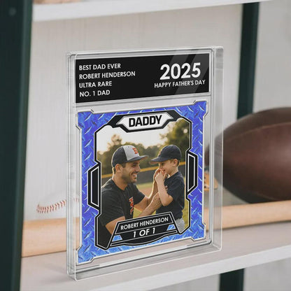 Personalized Dad & Kids Baseball Trading Card Style Personalized Acrylic Block Plaque Father's Day Gift for Baseball Lover,Baseball Dad Gift