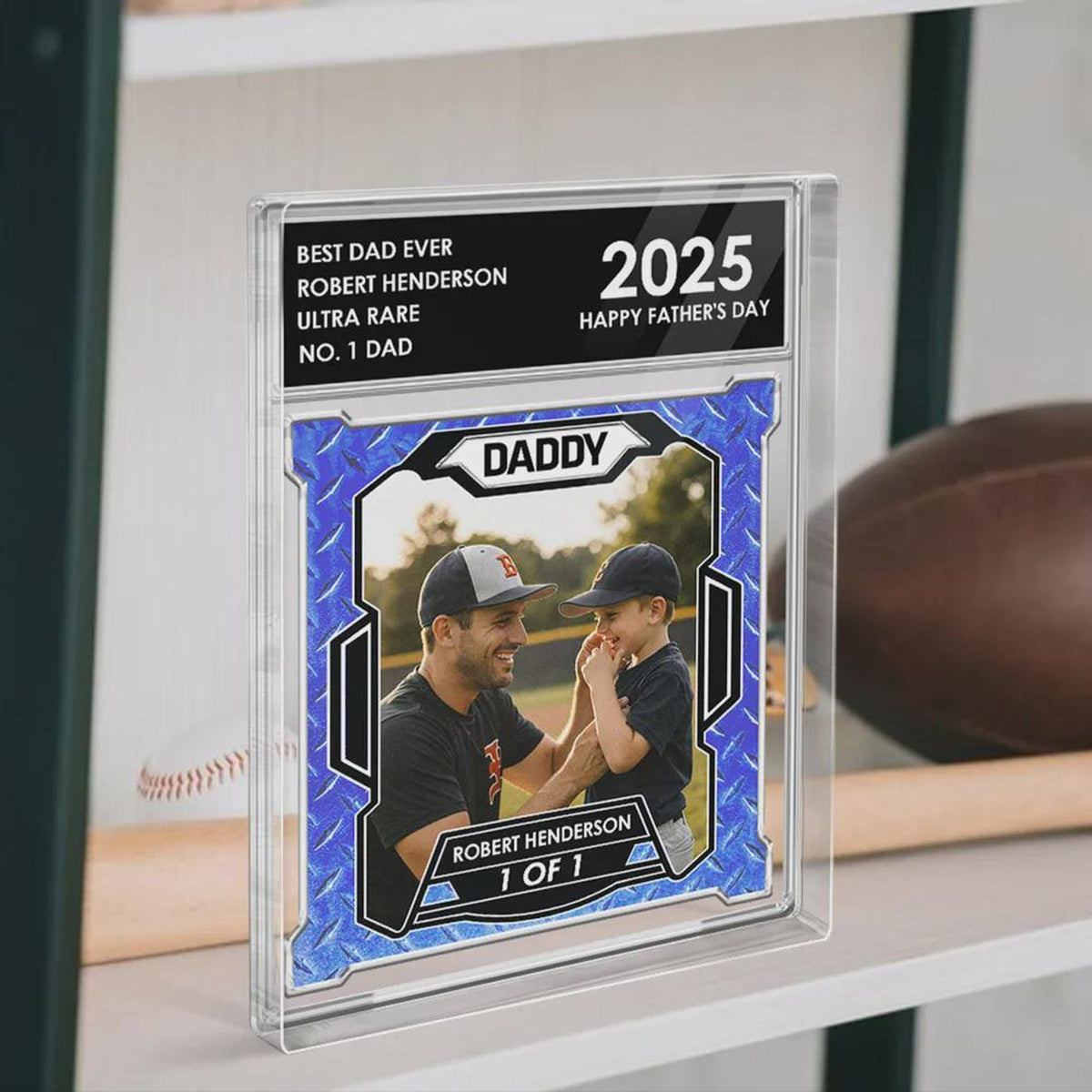 Personalized Dad & Kids Baseball Trading Card Style Personalized Acrylic Block Plaque Father's Day Gift for Baseball Lover,Baseball Dad Gift