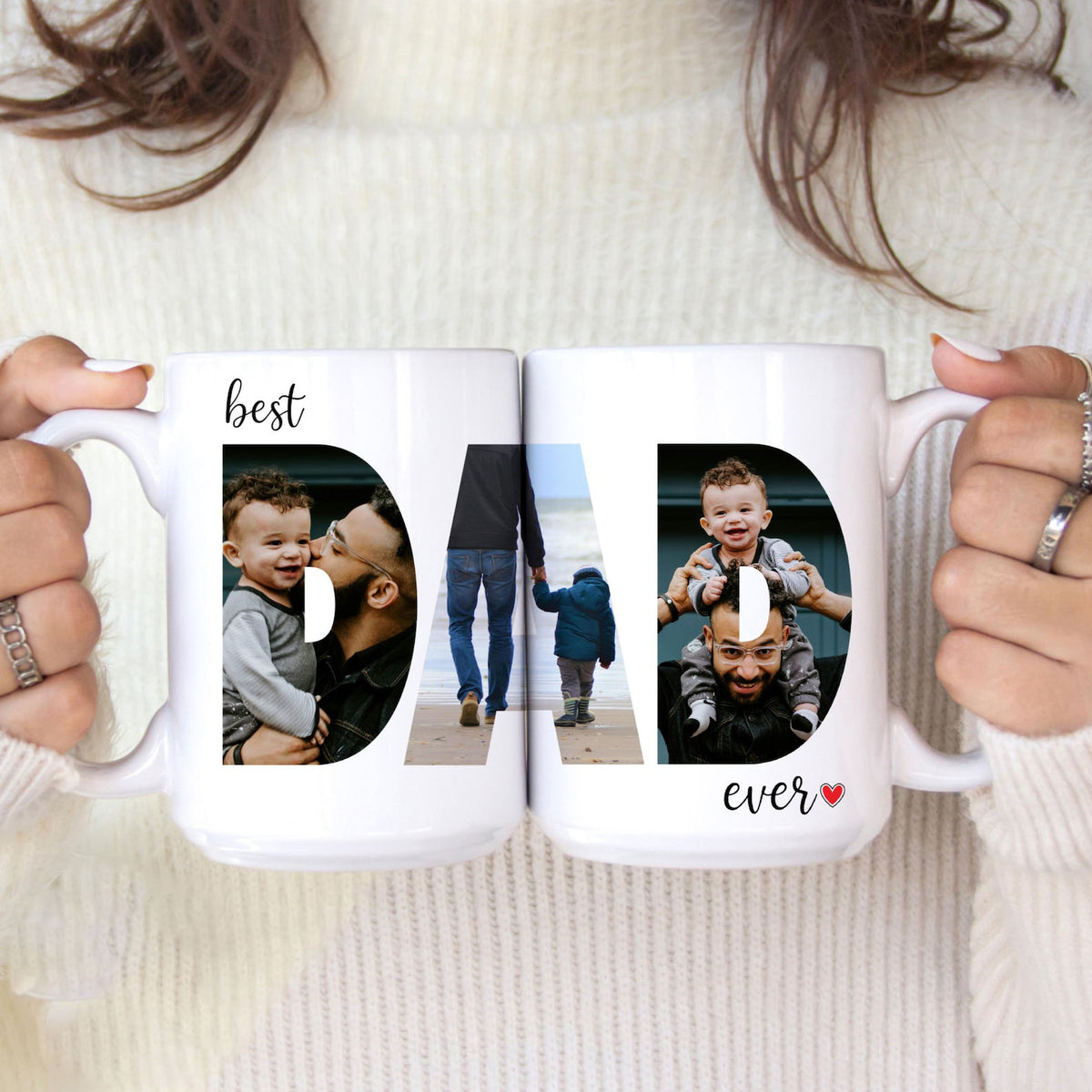 Personalized Photo Mug For Dad, Custom Fathers Day Cup, Photo Collage Mug, Dad Birthday Gift, Father Gift From Son Daughter Wife, Dad Mug