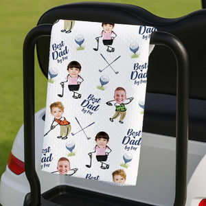 Custom Golf Towel With Kids Photo, Golf Lover Gift, Kids Golf Rag, Gift For Him, Dad gift, Custom Name Father Day Golf Gift, Best Dad by Par