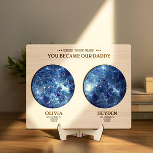 The Night You Became My Daddy Star Map Children Gift For Dad Fathers Day Gift From Kids Son Gift For Dad From Daughter Wooden Sign Best Dad