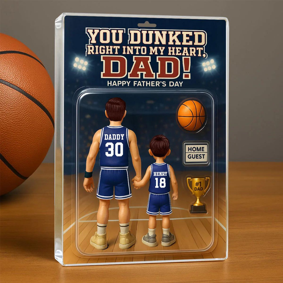 Customized Figure Acrylic Block Plaque 3D Effect, Birthday, Father's Day Gift For Basketball Dad Grandpa Husband, Basketball Player, Basketball Lover