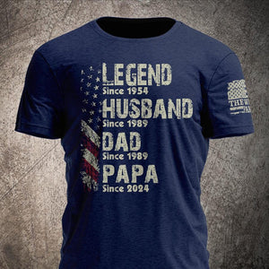 Personalized Legend Husband Dad Papa Veteran Since Father's Day Shirt, Papa Shirt With Year, 4th of July Shirt for Dad American Flag shirt