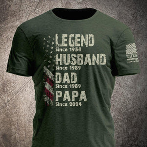 Personalized Legend Husband Dad Papa Veteran Since Father's Day Shirt, Papa Shirt With Year, 4th of July Shirt for Dad American Flag shirt