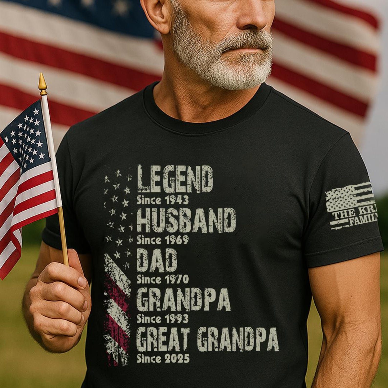 Personalized Legend Husband Dad Papa Veteran Since Father's Day Shirt, Papa Shirt With Year, 4th of July Shirt for Dad American Flag shirt