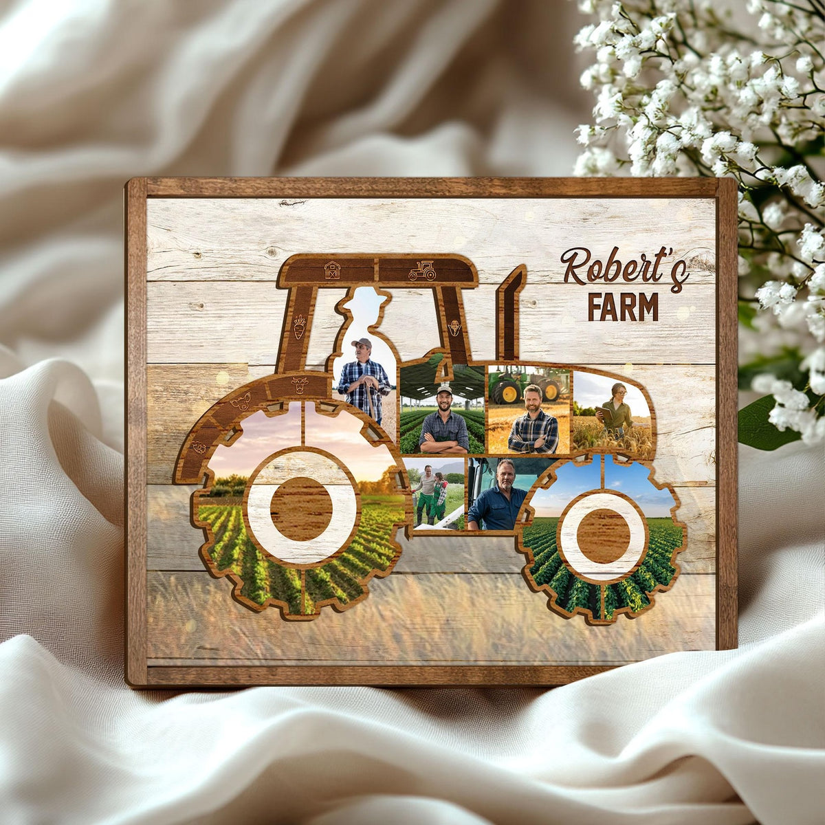 Personalized Tractor Dad Wooden Plaque, Custom Photo On Wood Sign, Farm Tractor Sign, Farmer Sign, Father's Day Gift for Dad, Farmer Gifts