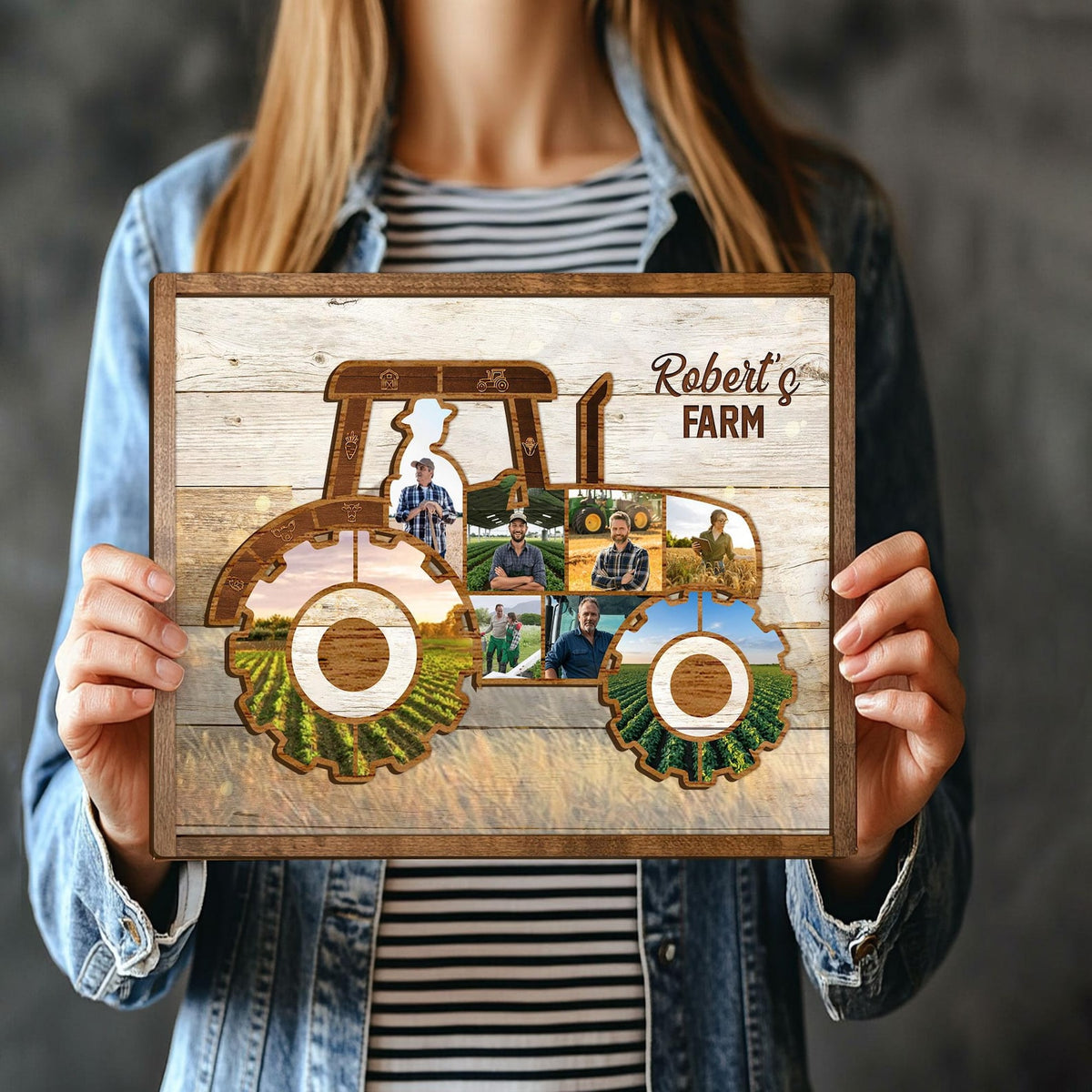 Personalized Tractor Dad Wooden Plaque, Custom Photo On Wood Sign, Farm Tractor Sign, Farmer Sign, Father's Day Gift for Dad, Farmer Gifts