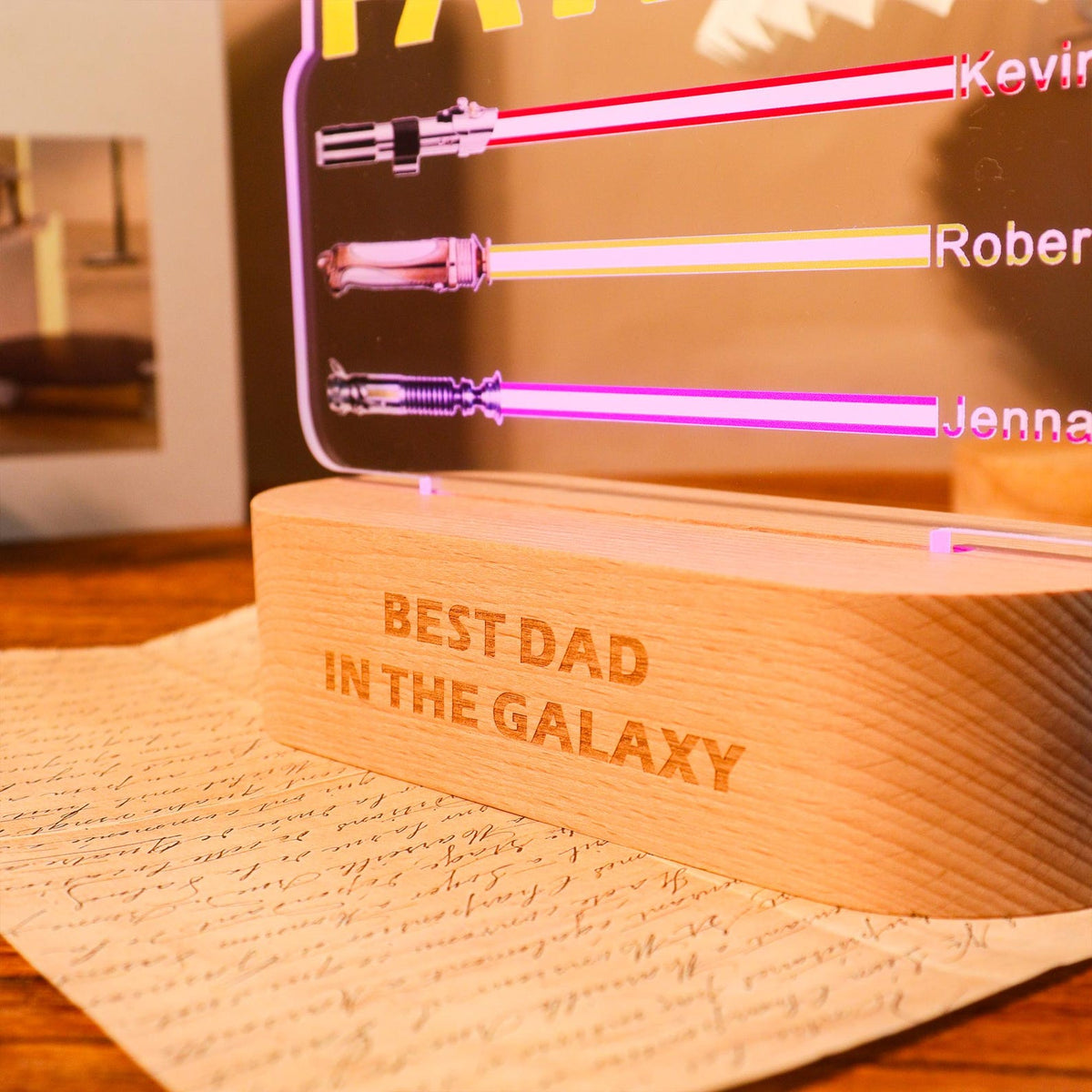 Custom I Am Their Father LED Night Light, Personalized Gift for Dad, Night Light with Kids Names, Gift for Father from Kids, Lightsaber Sign