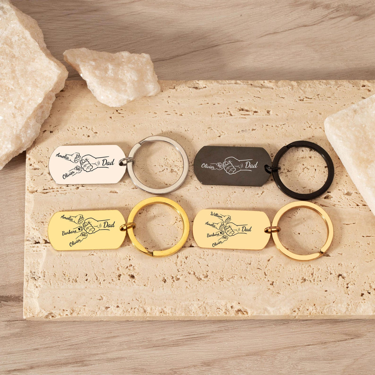 Personalised Fist Bump Keyring, Unique Fathers Day Gifts, Engraved Daddy Birthday Gift, Customised Daddy Keyring, Perfect Dad Gifts
