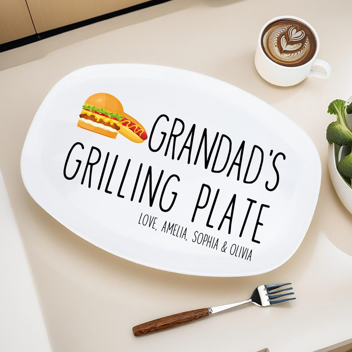 Personalized Grilling Platter, Custom Photo Dad BBQ Tray, Father's Day Gift