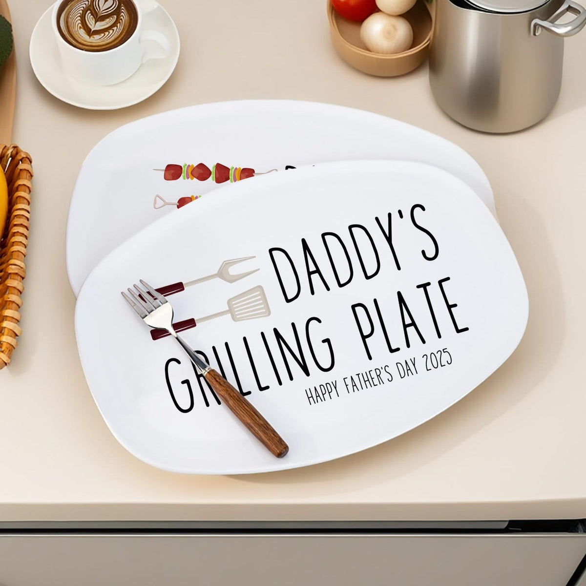 Personalized Grilling Platter, Custom Photo Dad BBQ Tray, Father's Day Gift