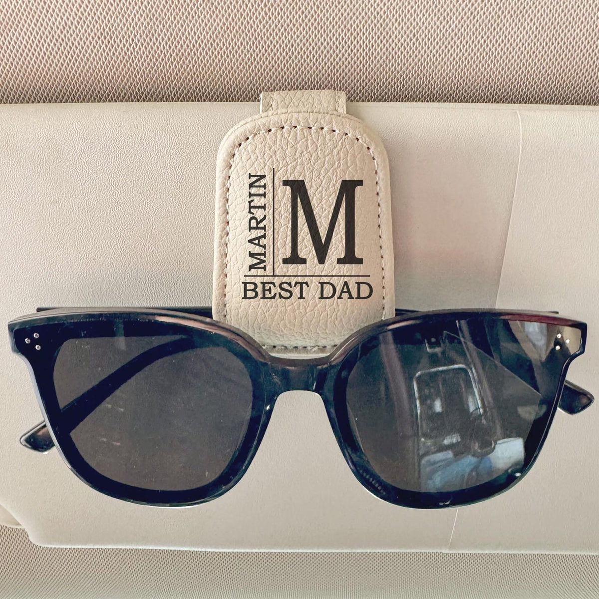 Custom Car Visor Sunglasses Holder, Personalized PU Leather Magnetic Glasses Clip,Car Decoration Gifts