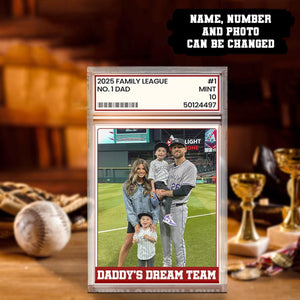 Trading Card Style Personalized Photo Acrylic Block Plaque, Father's Day Gift for Baseball Dad, Husband Gifts, 1 Dad Sports, Dad Gifts