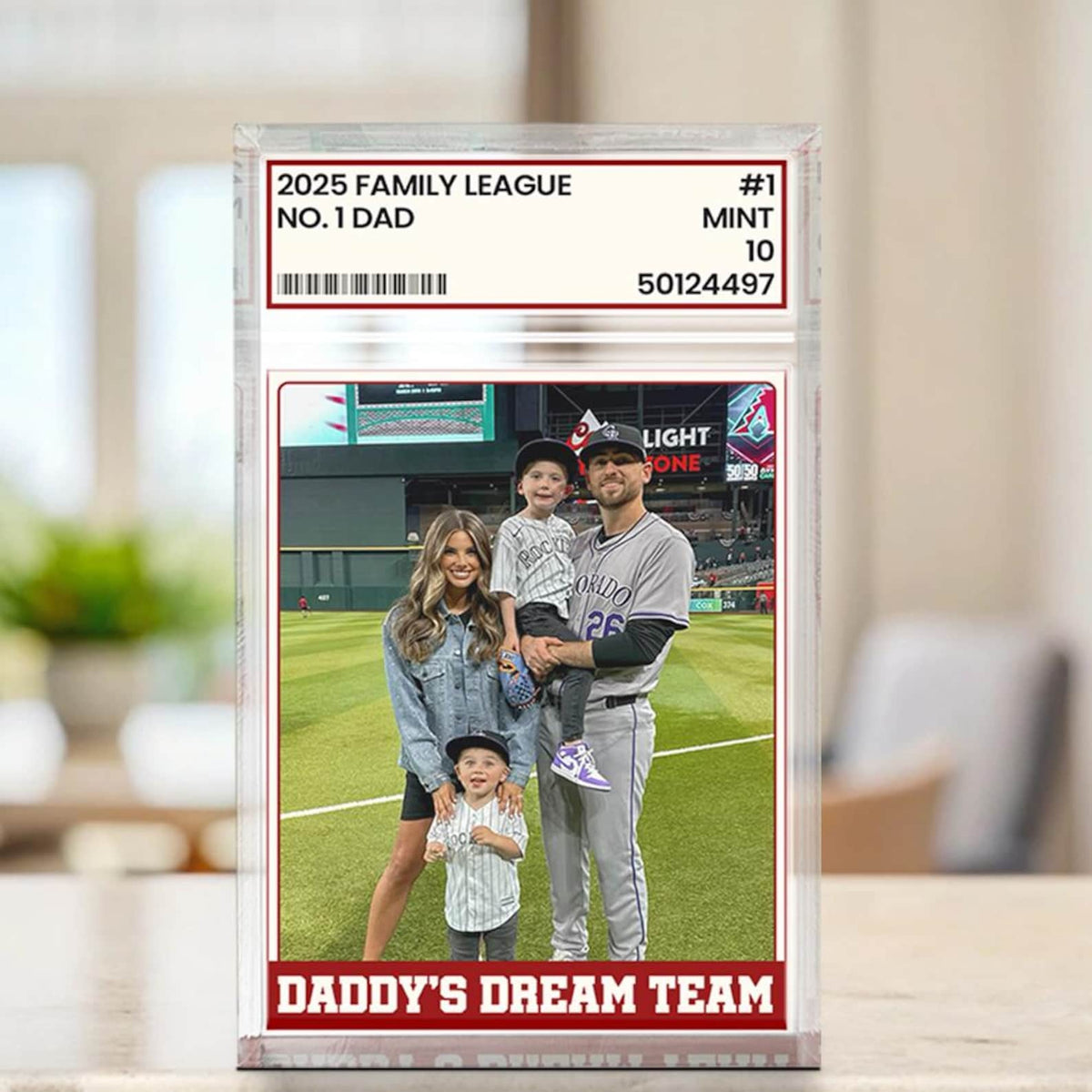 Trading Card Style Personalized Photo Acrylic Block Plaque, Father's Day Gift for Baseball Dad, Husband Gifts, 1 Dad Sports, Dad Gifts