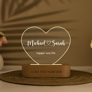 Personalized Night Light for Couple, Custom LED Heart Couple Name Light, Shaped Name Lamp, Name and Date, Anniversary Gift, Christmas Gift