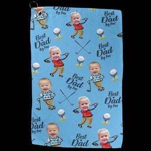 Custom Golf Towel With Kids Photo, Golf Lover Gift, Kids Golf Rag, Gift For Him, Dad gift, Custom Name Father Day Golf Gift, Best Dad by Par