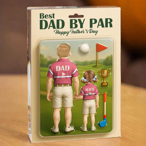 Best Dad By Far Golf Custom Figure Personalized Acrylic Block Plaque, Father's Day Gift for Dad, Gift for Husband, Grandpa, 3d effect Plaque