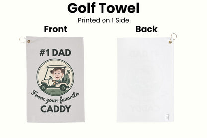 Personalized Custom Golf Towel for Dad with Child's Photo, Father's Day Gift, Golf Accessories, Golf Gift for Dad, Golf Lover Present