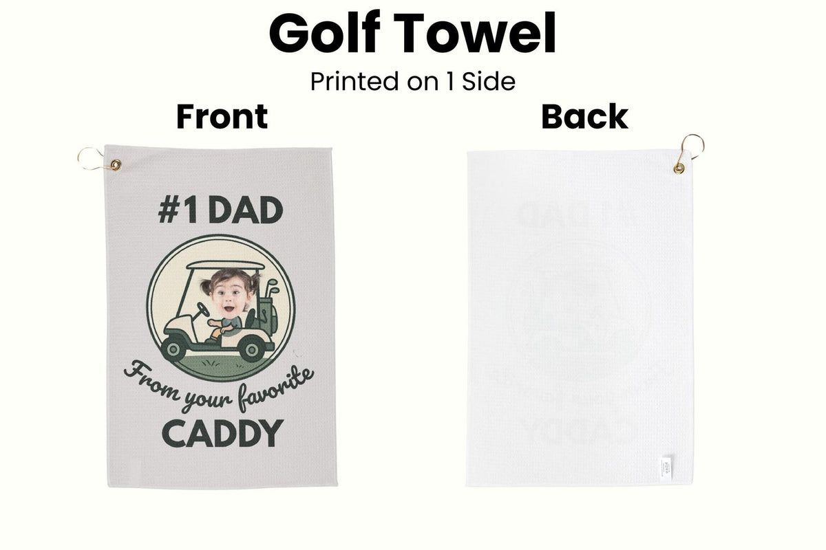 Personalized Custom Golf Towel for Dad with Child's Photo, Father's Day Gift, Golf Accessories, Golf Gift for Dad, Golf Lover Present