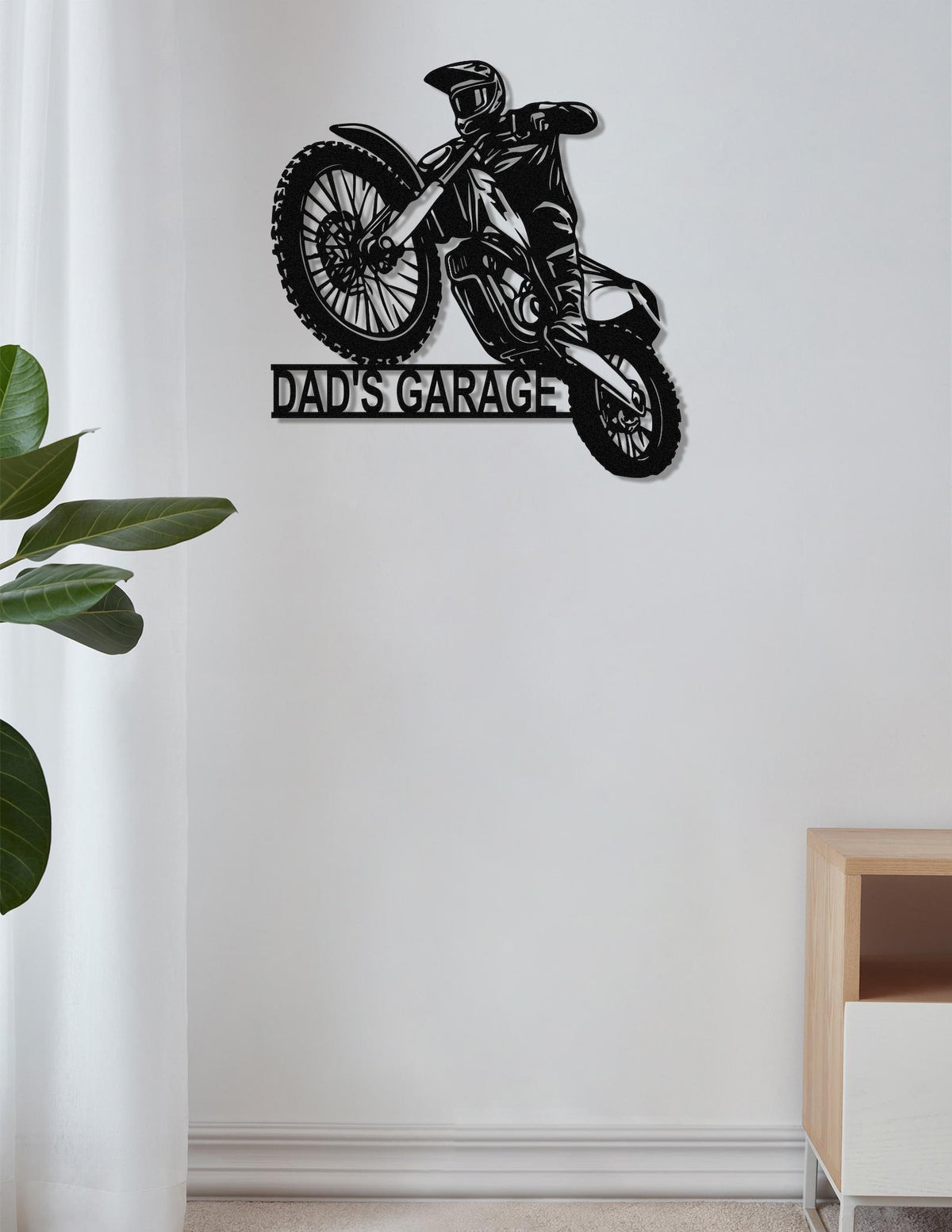 Custom Dirt Bike Metal Sign, Personalized Motocross Biker Name Sign, Motorcycle Biker Gifts for Dad Husband, LED Dirt Bike Wall Art,Man Cave