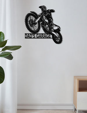 Custom Dirt Bike Metal Sign, Personalized Motocross Biker Name Sign, Motorcycle Biker Gifts for Dad Husband, LED Dirt Bike Wall Art,Man Cave
