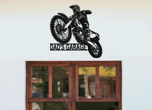 Custom Dirt Bike Metal Sign, Personalized Motocross Biker Name Sign, Motorcycle Biker Gifts for Dad Husband, LED Dirt Bike Wall Art,Man Cave