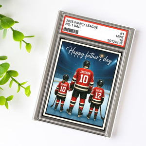 Hockey No. 1 Dad Grandpa Man & Kids Trading Card Style Personalized Acrylic Block Plaque, Ice Hockey, Father Day Gift for Dad Grandpa
