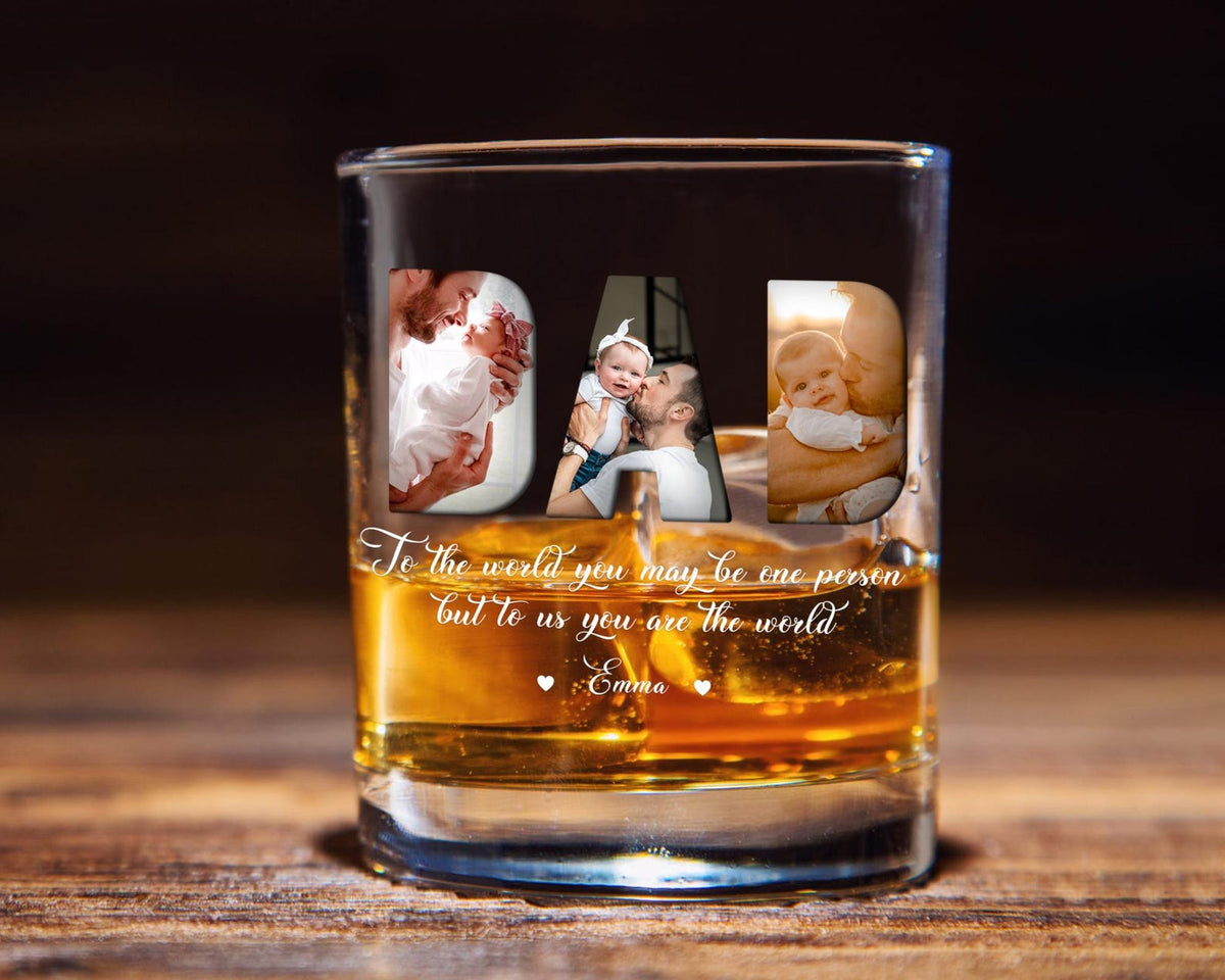 Personalized Fathers Day Gift, Custom Photo DAD Whiskey Glass for Dad, Custom Dad Whiskey Glass with Photo, Dad Gift from Kids or Wife