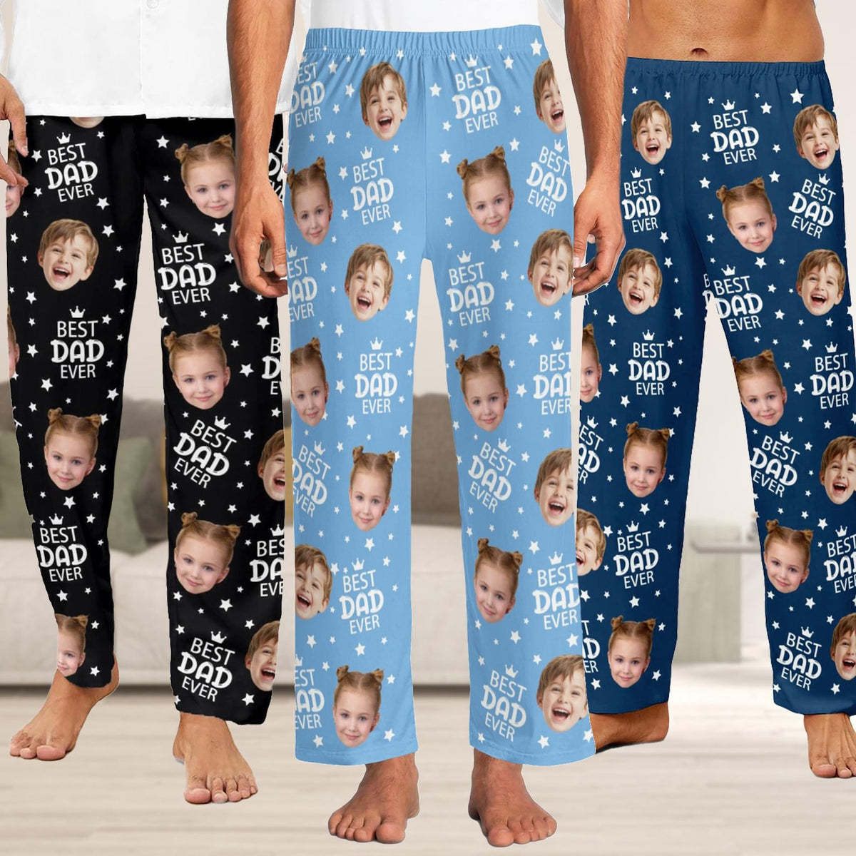 Custom Face Pajama Pants, Photo Gift for Dad Mom Father's Day Gifts, Personalized photo Pajama Trousers