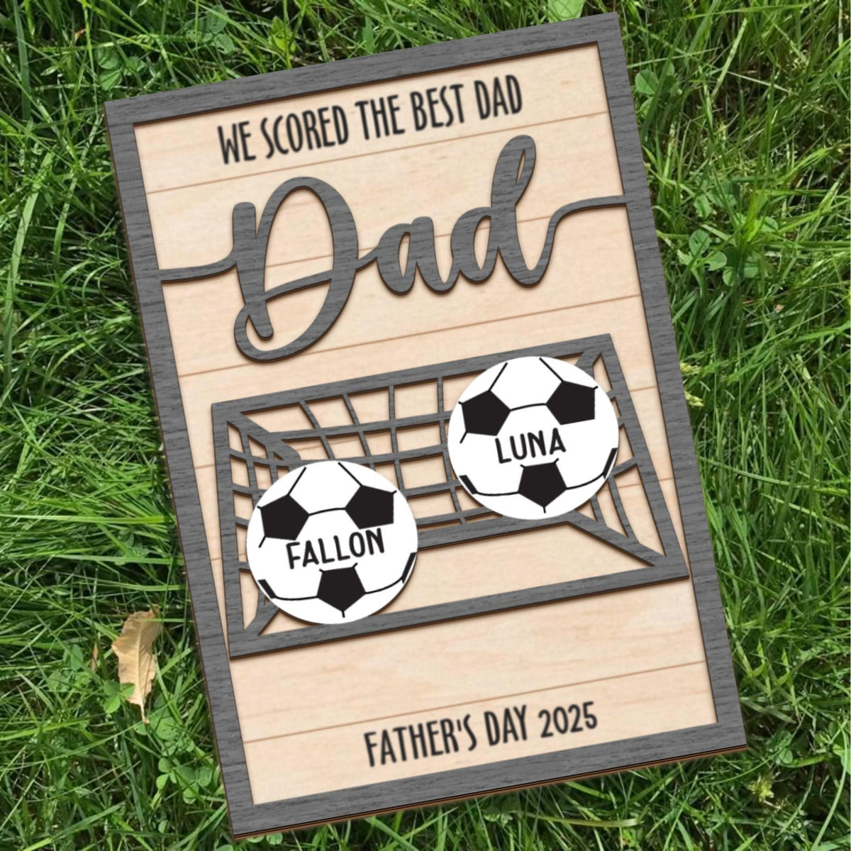 Personalized We Scored The Best Dad Wood Sign, Custom Football Soccer Dad With Kids Name Sign, Father's Gift Ideas For Dad, Gift for Dad