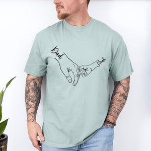 Comfort Colors Custom Dad Hand With Kid Names Tee, Holding Dad Fingers Shirt, Custom Kids Name Shirt, Fathers Day Gift, Gift For Papa