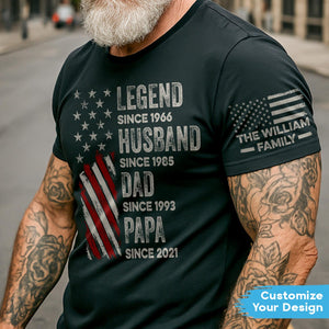 Personalized Legend, Husband, Dad And Grandpa Custom Family Name Shirt, July 4th Dad Shirt, Dad America Shirt, Father's Day Gift for Dad
