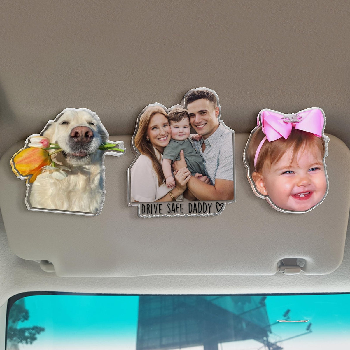 Personalized 1st Father's Day Gift For Dad, Custom Photo Car Visor Clip, Baby Photo Car Sun Visor Clip, Drive Safe Daddy, Gift For Husband