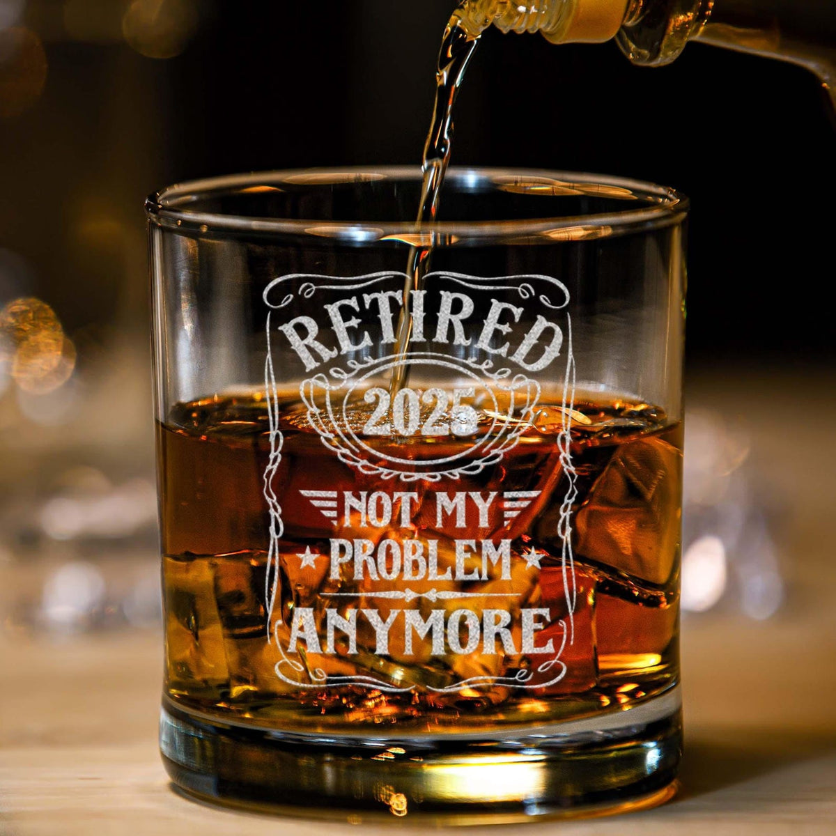 Retirement Gift, Retired 2026 Whiskey Glass, Funny Retirement Gift for Men, Not My Problem Anymore Glass