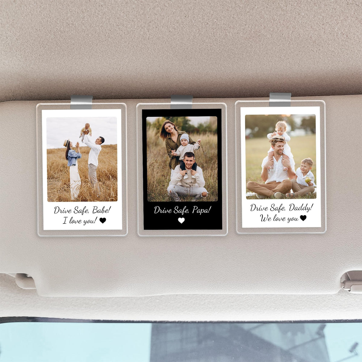 Custom Fathers Day Gift For Dad Photo Car Visor Clip, Drive Safe Daddy, Husband Gift Drive Safe Sun Visor Clip, Acrylic Car Accessories