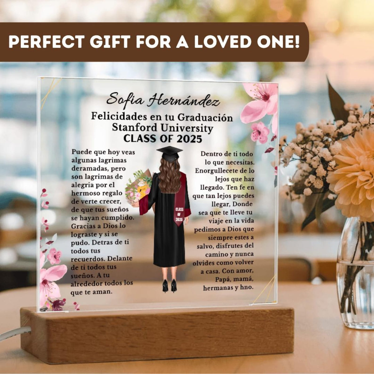 Personalised Graduation Gift Spanish, Graduation Plaque, Graduation Gift for Her, Daughter Graduation Gift for Granddaughter, Niece, Friend