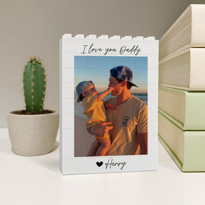 Custom Daddy and Me Brick Photo Block, Fathers Day Gift For Dad, Dad Puzzle Gift, Personalized Photo Building Block, Gift For Husband