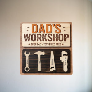 Personalized Dad's Workshop Wooden Sign, Custom Garage Sign, Custom Grandpa's Workshop, Toys Fixed Free Sign, Gift for Grandpa, Gift For Dad