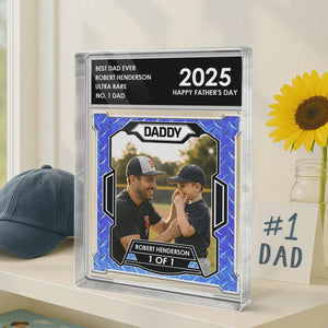 Personalized Dad & Kids Baseball Trading Card Style Personalized Acrylic Block Plaque Father's Day Gift for Baseball Lover,Baseball Dad Gift