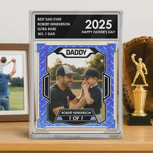 Personalized Dad & Kids Baseball Trading Card Style Personalized Acrylic Block Plaque Father's Day Gift for Baseball Lover,Baseball Dad Gift