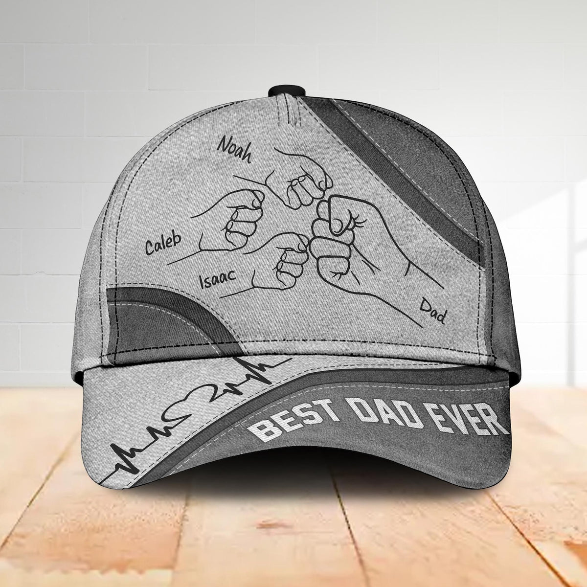 Personalized Best Dad Ever Fist Bump Classic Cap, Father's Day Gift For Dad, Cap For Grandpa, Hat For Husband, Dad And Kid Name Cap