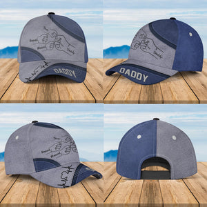 Personalized Best Dad Ever Fist Bump Classic Cap, Father's Day Gift For Dad, Cap For Grandpa, Hat For Husband, Dad And Kid Name Cap