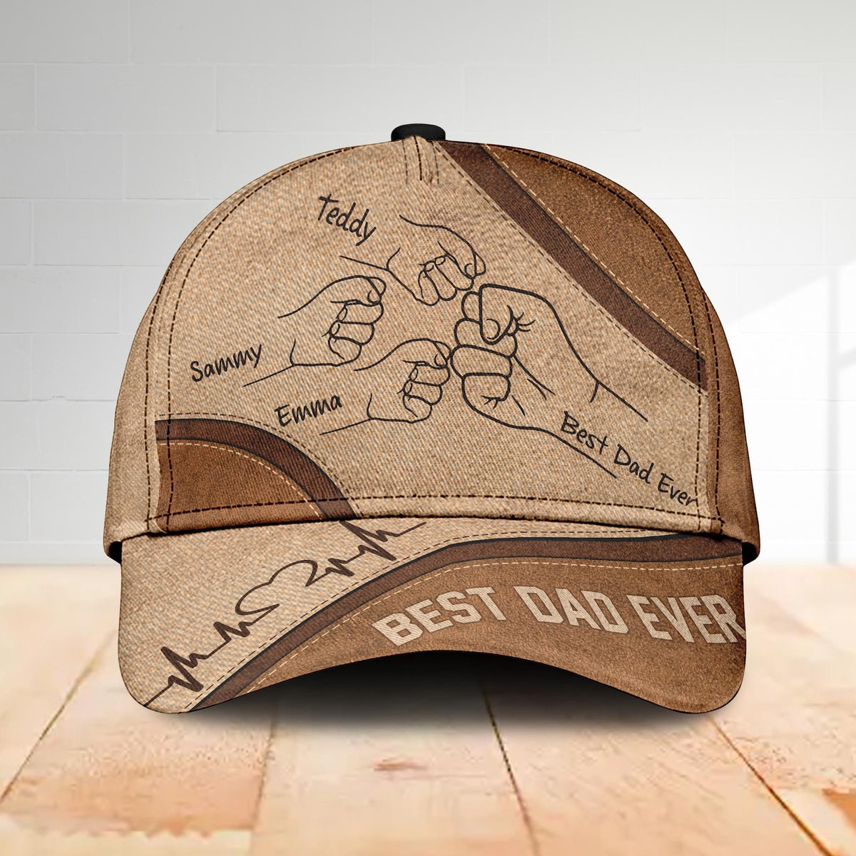 Personalized Best Dad Ever Fist Bump Classic Cap, Father's Day Gift For Dad, Cap For Grandpa, Hat For Husband, Dad And Kid Name Cap