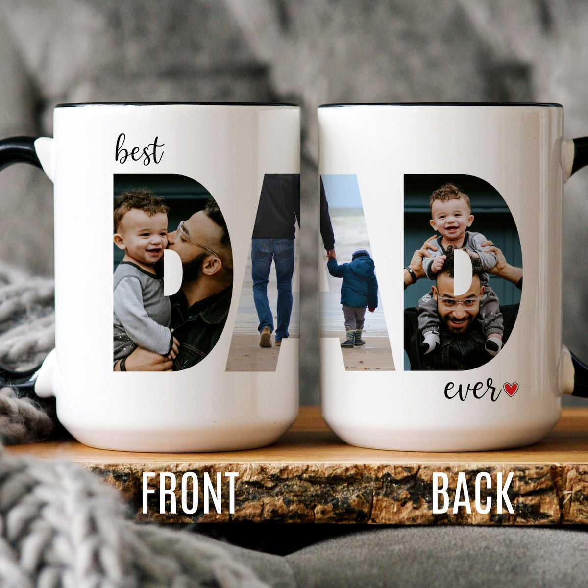 Personalized Photo Mug For Dad, Custom Fathers Day Cup, Photo Collage Mug, Dad Birthday Gift, Father Gift From Son Daughter Wife, Dad Mug