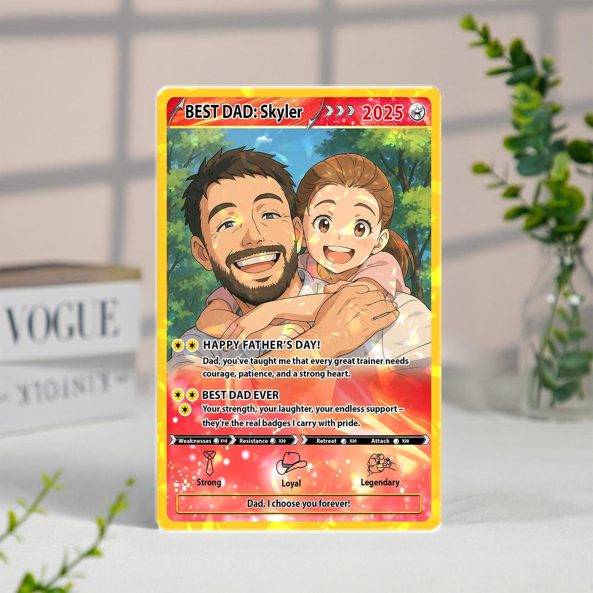 Father's Day Gift For Dad, Custom Poke Anime Dad Card, Personalized Photo Anime Card, Gamer Dad Gifts From Kids, Gift For Husband, Art Card