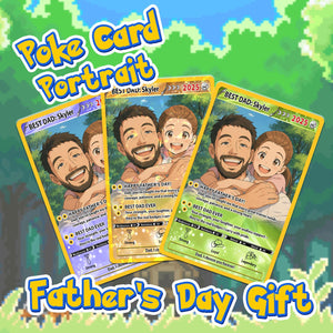 Father's Day Gift For Dad, Custom Poke Anime Dad Card, Personalized Photo Anime Card, Gamer Dad Gifts From Kids, Gift For Husband, Art Card