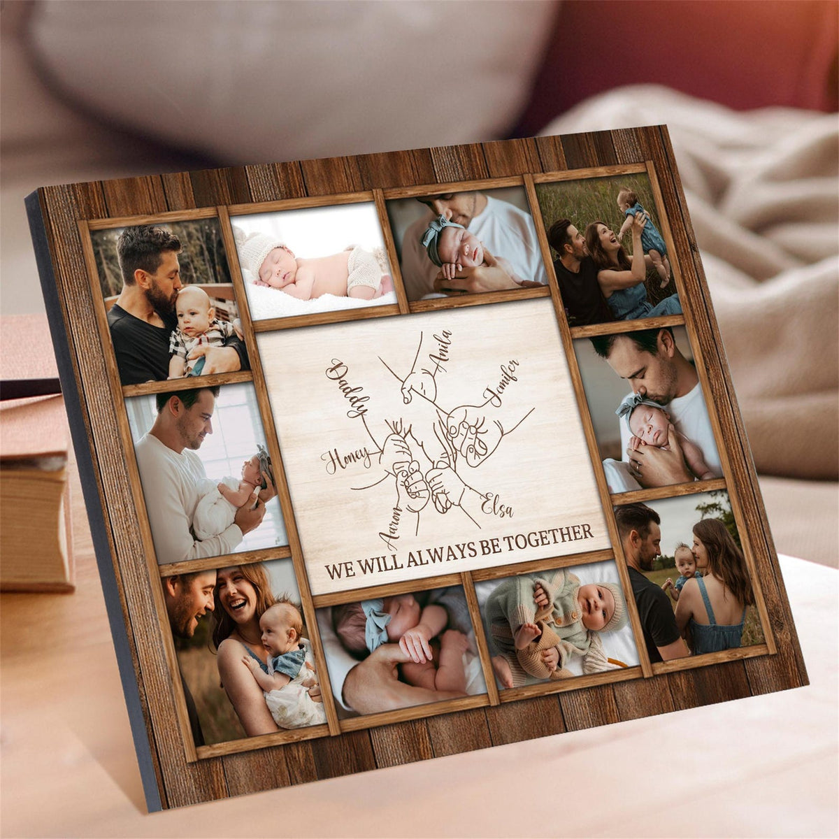 Personalized Wooden Photo frames: Father's Day Keepsake with Names,Kids & Dad,Birthday,Home Decor Keepsake Gift,Christmas gifts