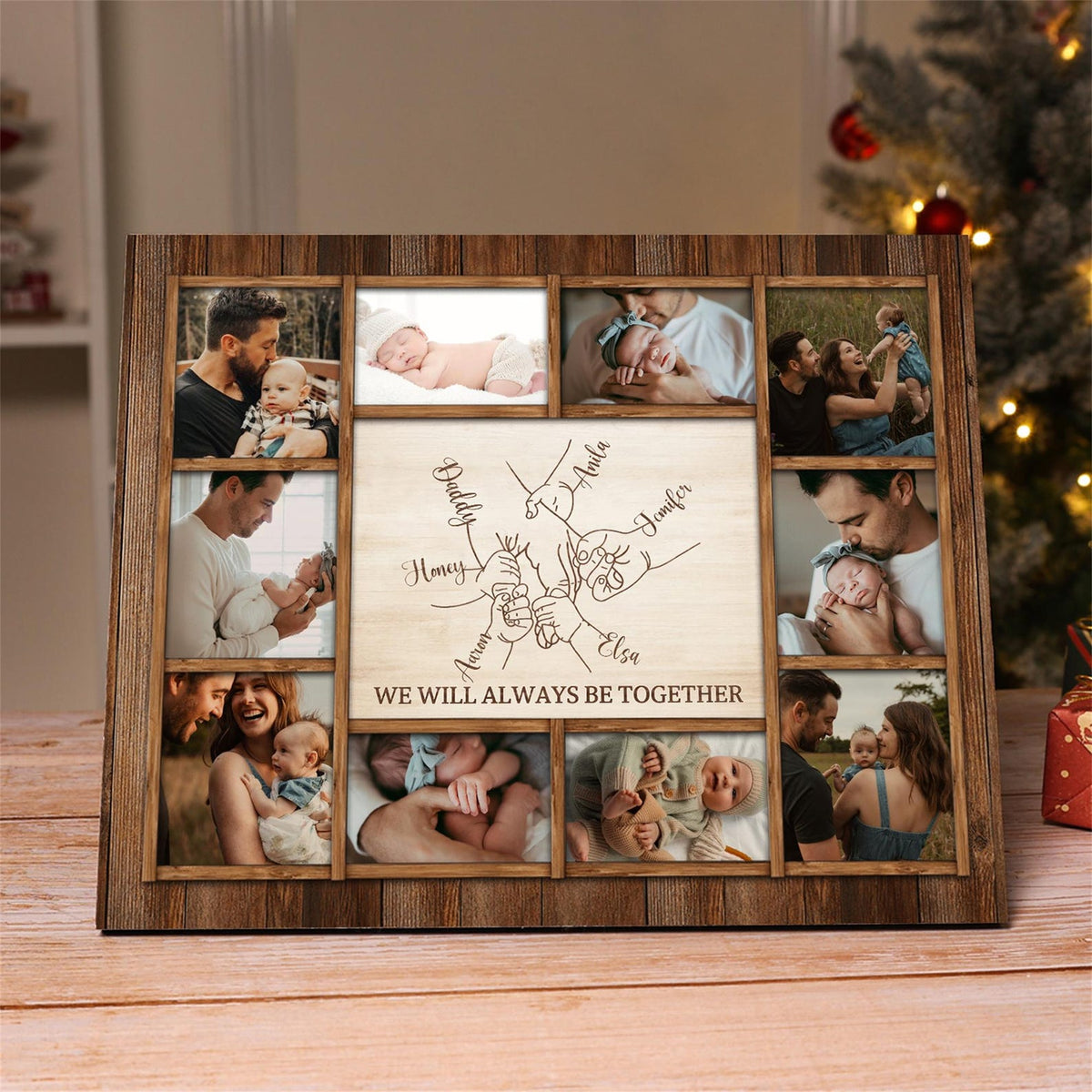 Personalized Wooden Photo frames: Father's Day Keepsake with Names,Kids & Dad,Birthday,Home Decor Keepsake Gift,Christmas gifts
