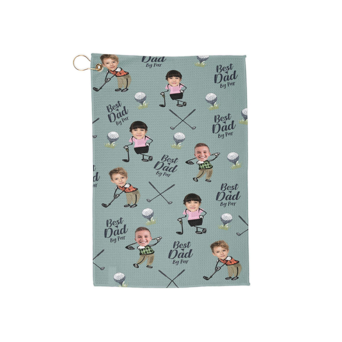 Custom Golf Towel With Kids Photo, Golf Lover Gift, Kids Golf Rag, Gift For Him, Dad gift, Custom Name Father Day Golf Gift, Best Dad by Par